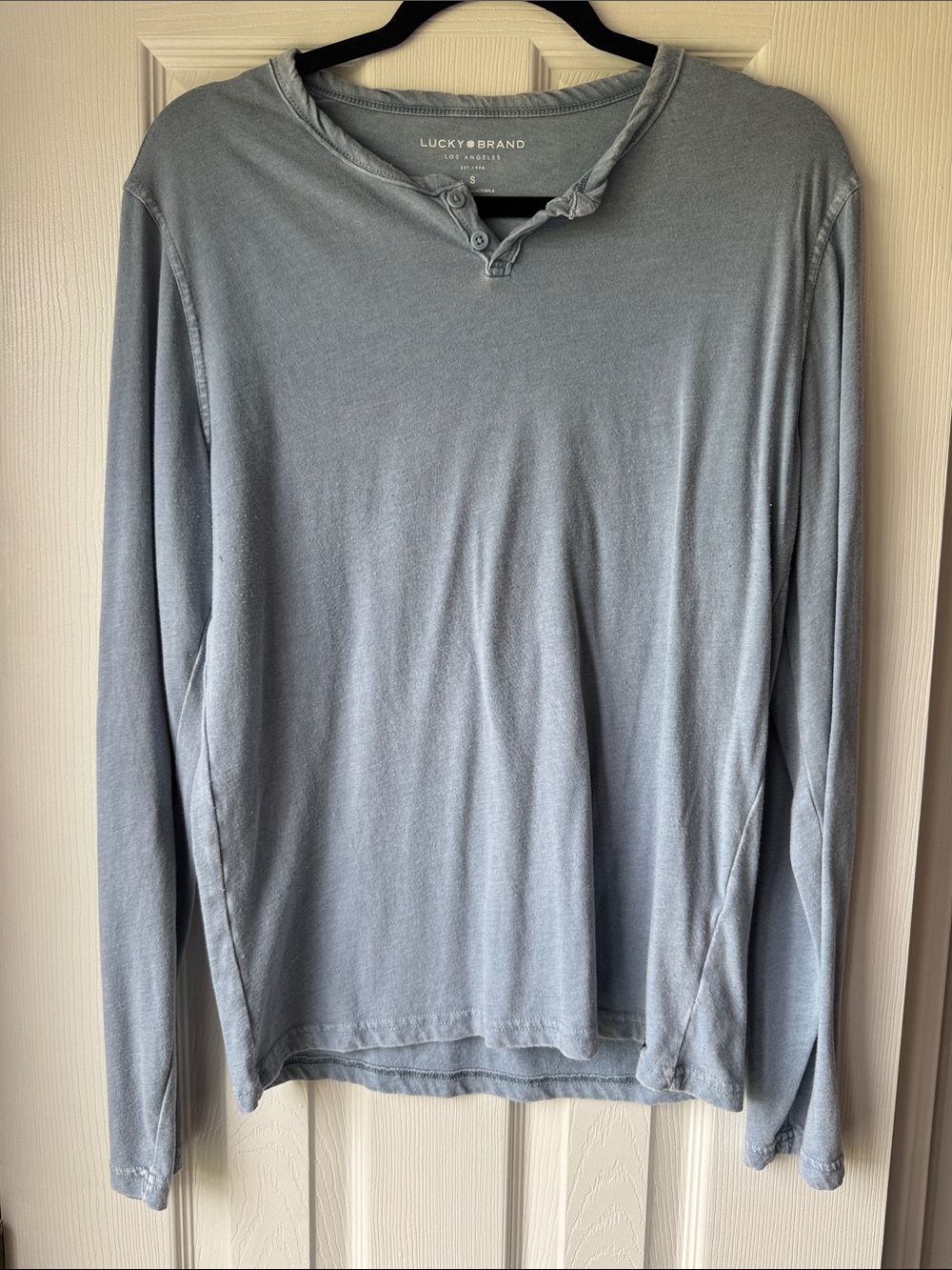 Lucky Brand Men's Long Sleeve Henley in Light Blue